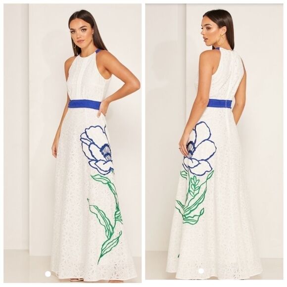 FOXIEDOX Jetta Halter Neck Embroidered Dress - Picture 1 of 14